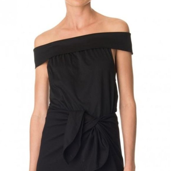 $245 TIBI Black Paper Mache Off the Shoulder Top S - Picture 1 of 4
